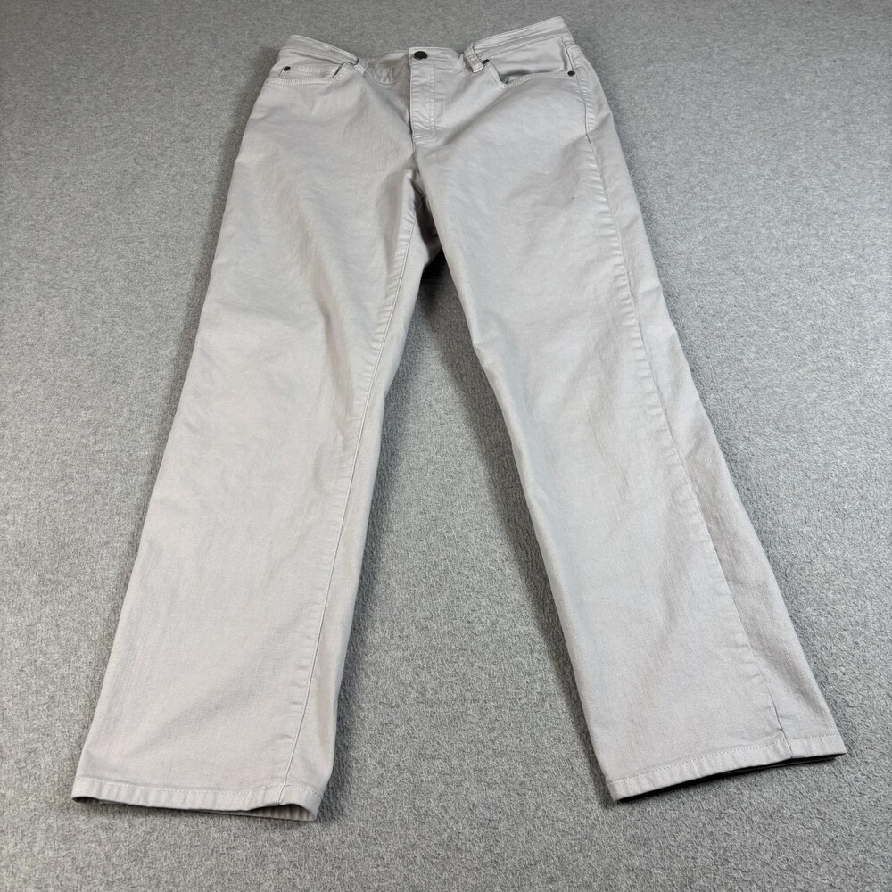 Eileen Fisher Jeans Womens 10 Gray Organic Cotto Straight Pants Stretchy Comfort